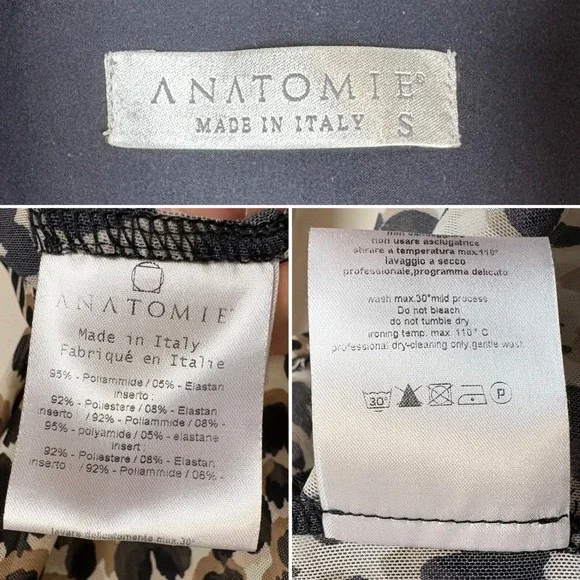 Anatomie Gem Mesh Leopard Print Blouse Size S Collar Long Sleeves Y-Neck Travel - Picture 13 of 14